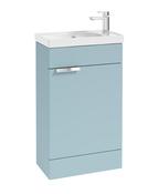 SONAS STOCKHOLM 50cm Floor Standing Cloakroom Matt Morning Sky Blue Vanity Unit - Brushed Chrome handle image