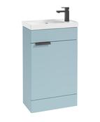 SONAS STOCKHOLM 50cm Floor Standing Cloakroom Matt Morning Sky Blue Vanity Unit -Matt Black handle image