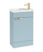 SONAS STOCKHOLM 50cm Floor Standing Cloakroom Matt Morning Sky Blue Vanity Unit -Brushed Gold handle image