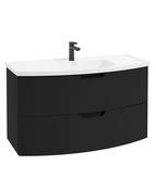 SONAS ARC 100cm 2 Drawer Wall Hung Vanity Unit Matt Black - Matt Basin image
