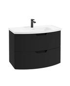 SONAS ARC 80cm 2 Drawer Wall Hung Vanity Unit Matt Black - Matt Basin image