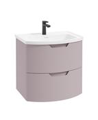 SONAS ARC 60cm 2 Drawer Wall Hung Vanity Unit Matt Cashmere Pink -Matt Basin image