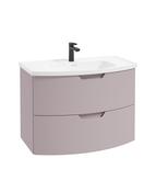 SONAS ARC 80cm 2 Drawer Wall Hung Vanity Unit Matt Cashmere Pink - Matt Basin image