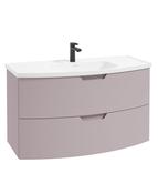 SONAS ARC 100cm 2 Drawer Wall Hung Vanity Unit Matt Cashmere Pink - Matt Basin image