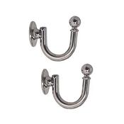 Pair of Decorative Silver Hook &amp; Ball Curtain Tie Backs by De Vielle Essentials image