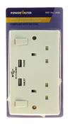 POWERMASTER 2 GANG 13 AMP SWITCHED SOCKET WITH 2 USB PORTS image