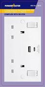 POWERMASTER 2 GANG SWITCHED SOCKET WITH 2 USB PORTS (1 X TYPE A &amp; 1 X TYPE C) image