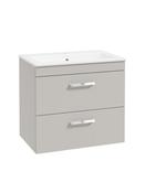 CORTA Wall Hung 60cm Two Drawer Unit Morning Mist-Chrome Handles image
