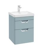 FREYA Wall Hung 50cm Two Drawer Unit Matt Morning Sky Blue &amp; Handles
