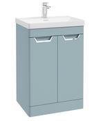 FREYA Floorstanding 60cm Two Door Unit Matt Morning Sky Blue &amp; Handles