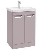 FREYA Floorstanding 60cm Two Door Unit Matt Cashmere Pink &amp; Handles