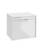 FJORD Wall Hung 60cm Two Drawer Countertop Unit Gloss White &amp; Handle image