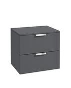STOCKHOLM Wall Hung 60cm Two Drawer Countertop Unit Matt Midnight Grey &amp; Handles
