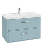 FINLAND Wall Hung 80cm Two Drawer Unit Matt Morning Sky Blue &amp; Handles