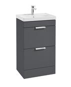 STOCKHOLM Floorstanding 50cm Two Drawer Unit Matt Midnight Grey &amp; Handles image