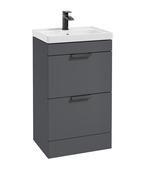 STOCKHOLM Floorstanding 50cm Two Drawer Unit Matt Midnight Grey &amp; Handles image