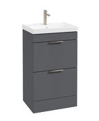 STOCKHOLM Floorstanding 50cm Two Drawer Unit Matt Midnight Grey &amp; Handles image