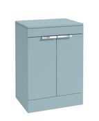 STOCKHOLM Floorstanding 60cm Two Door Countertop Unit Matt Morning Sky Blue &amp; Handles image