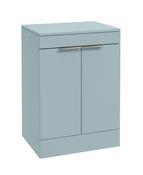 STOCKHOLM Floorstanding 60cm Two Door Countertop Unit Matt Morning Sky Blue &amp; Handles image