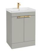 STOCKHOLM Floorstanding 60cm Two Door Unit Matt Arctic Grey &amp; Handles