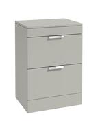 STOCKHOLM Floorstanding 60cm Two Drawer Countertop Unit Matt Arctic Grey &amp; Handles image