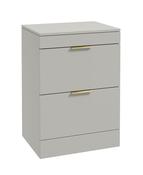 STOCKHOLM Floorstanding 60cm Two Drawer Countertop Unit Matt Arctic Grey &amp; Handles image
