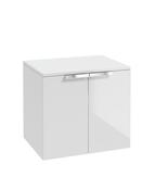 STOCKHOLM Wall Hung 60cm Two Door Countertop Unit Gloss White &amp; Handles image