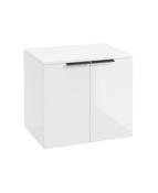 STOCKHOLM Wall Hung 60cm Two Door Countertop Unit Gloss White &amp; Handles image