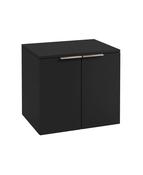 STOCKHOLM Wall Hung 60cm Two Door Countertop Unit Matt Black &amp; Handles image