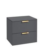 STOCKHOLM Wall Hung 60cm Two Drawer Countertop Unit Matt Midnight Grey &amp; Handles image