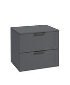 STOCKHOLM Wall Hung 60cm Two Drawer Countertop Unit Matt Midnight Grey &amp; Handles image