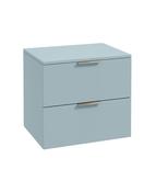 STOCKHOLM Wall Hung 60cm Two Drawer Countertop Unit Matt Morning Sky Blue &amp; Handles image