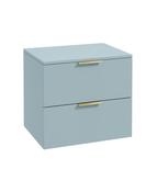 STOCKHOLM Wall Hung 60cm Two Drawer Countertop Unit Matt Morning Sky Blue &amp; Handles image