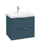 STOCKHOLM Wall Hung 60cm Two Drawer Unit Matt Ocean Blue &amp; Handles image