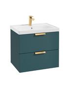 STOCKHOLM Wall Hung 60cm Two Drawer Unit Matt Ocean Blue &amp; Handles image