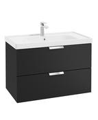 STOCKHOLM Wall Hung 80cm Two Drawer Unit Matt Black &amp; Handles image