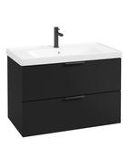 STOCKHOLM Wall Hung 80cm Two Drawer Unit Matt Black &amp; Handles image