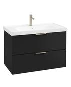 STOCKHOLM Wall Hung 80cm Two Drawer Unit Matt Black &amp; Handles image