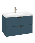 STOCKHOLM Wall Hung 80cm Two Drawer Unit Matt Ocean Blue &amp; Handles image