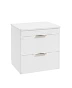 REED Wall Hung 60cm Two Drawer Countertop Vanity Unit Lakeshore Lily  &amp;  Chrome Handles image