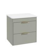REED Wall Hung 60cm Two Drawer Countertop Vanity Unit Lakeside Sage &amp; Handles image