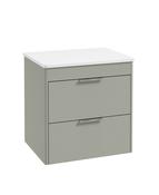 REED Wall Hung 60cm Two Drawer Countertop Vanity Unit Lakeside Sage &amp; Handles image