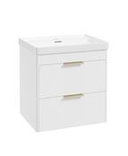 REED Wall Hung 60cm Two Drawer Vanity Unit Lakeshore Lily &amp; Basin &amp; Handles image