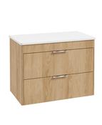 REED Wall Hung 80cm Two Drawer Countertop Vanity Unit Stillwater Alder &amp; Handles image