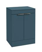 STOCKHOLM Floorstanding 60cm Two Door Countertop Unit Matt Ocean Blue &amp; Handles image