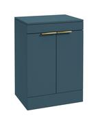 STOCKHOLM Floorstanding 60cm Two Door Countertop Unit Matt Ocean Blue &amp; Handles image