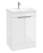 STOCKHOLM Floorstanding 60cm Two Door Unit Gloss White &amp; Handles image