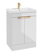 STOCKHOLM Floorstanding 60cm Two Door Unit Gloss White &amp; Handles image