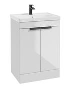 STOCKHOLM Floorstanding 60cm Two Door Unit Gloss White &amp; Handles image