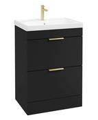 STOCKHOLM Floorstanding 60cm Two Drawer Unit Matt Black &amp; Handles image